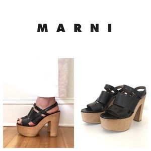Marni Snakeskin Platform Sandal Wood heel SRP $700